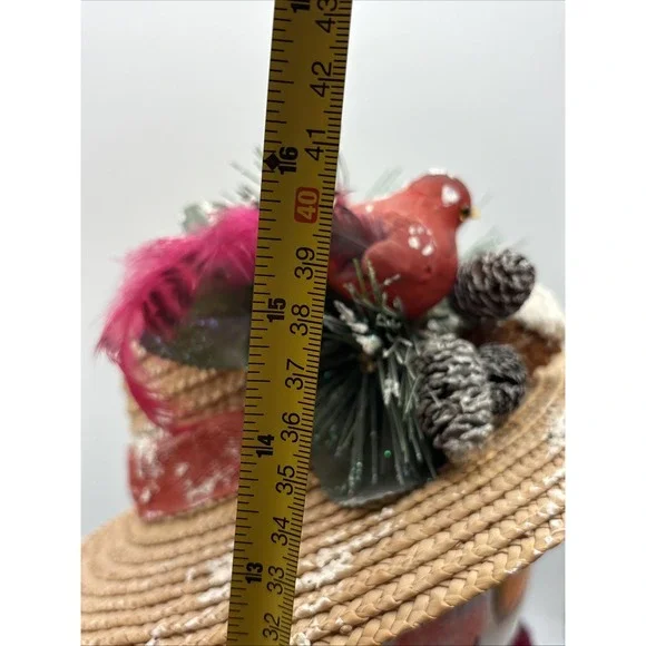 Large Gourd Christmas Snowman Hand Painted Folk Art Signed 16" - Picture 10 of 10